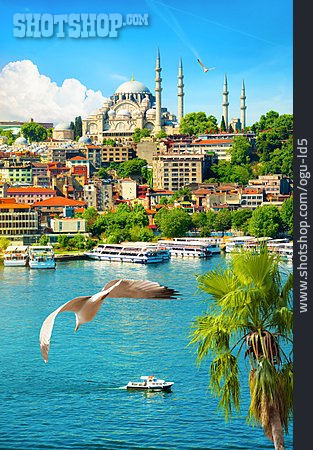 
                Hafen, Moschee, Goldenes Horn, Istanbul                   