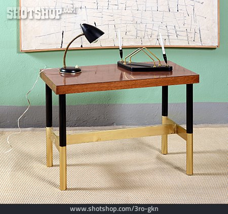 
                Schreibtisch, Tischlampe, Möbeldesign, Mid-century Modern, Briefständer                   