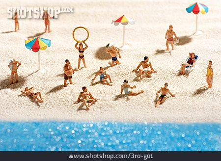 
                Sonnenbaden, Badeurlaub, Miniatur, Strandurlaub                   