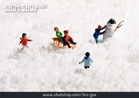 
                Schnee, Spielen, Kinder, Miniatur                   