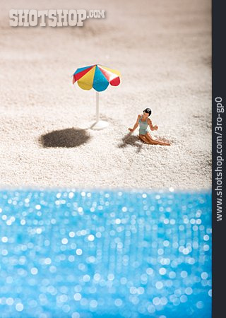 
                Badeurlaub, Sandstrand, Miniatur, Strandurlaub                   