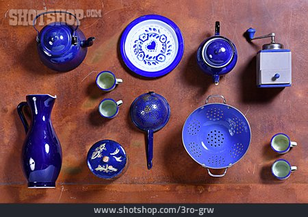 
                Blau, Emaille, Sammlung, Küchenutensilien                   