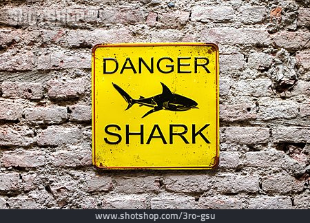 
                Warnschild, Danger, Shark                   