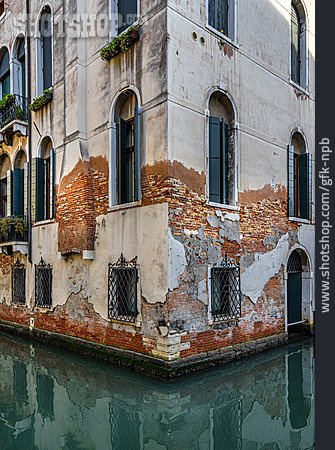 
                Haus, Kanal, Venedig, Wasserschaden                   