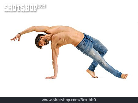 
                Mann, Yoga, Dehnen, Flexibilität                   