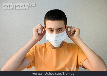 
                Teenager, Getting Dressed, Pandemic, Mouth And Nose Protection                   