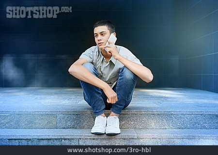 
                Teenager, Looking Away, Isolation, On The Phone                   
