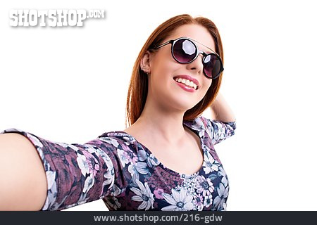 
                Frau, Sonnenbrille, Selfie                   