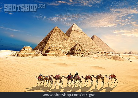 
                Wüste, ägypten, Pyramiden, Karawane                   