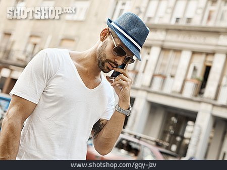 
                Mann, Hut, Sonnenbrille, Telefonieren, Hipster                   