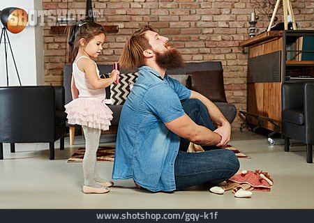 
                Vater, Spielen, Haare, Tochter, Kämmen                   