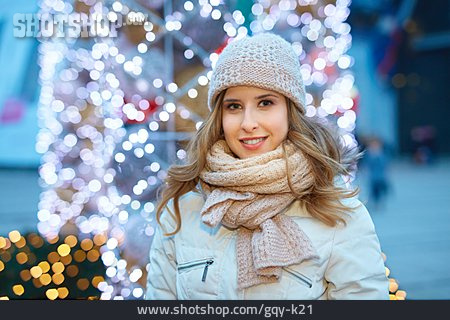 
                Woman, Christmas, Lights, Winter Clothing                   