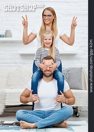 
                Eltern, Victory-zeichen, Familienportrait                   
