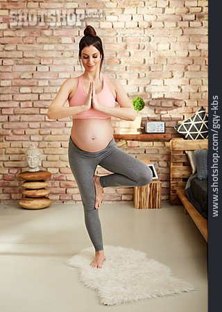 
                Frau, Balance, Yoga, Schwangerschaft, Gleichgewicht                   