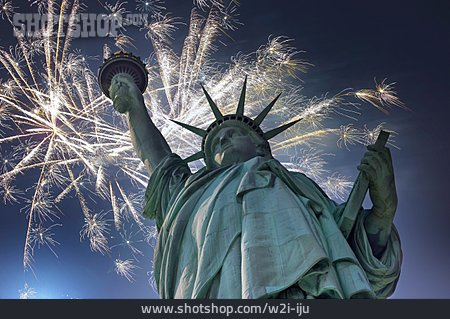 
                Firework Display, Statue Of Liberty                   