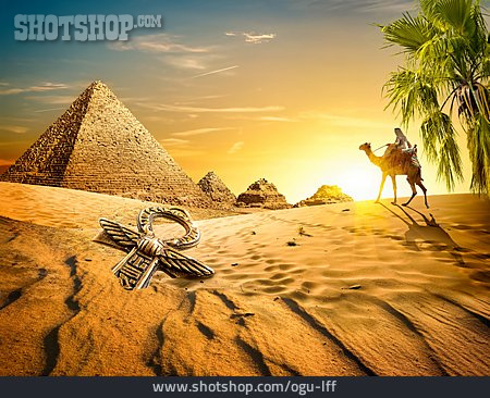 
                Wüste, ägypten, Pyramide, Anch                   