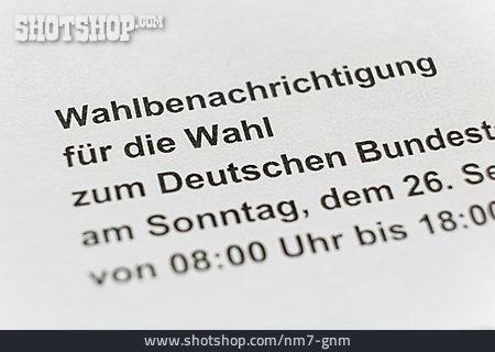 
                Wahl, Deutscher Bundestag, Wahlbenachrichtigung                   