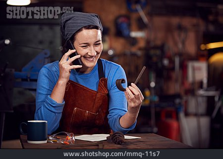 
                Blacksmith Shop, Craftsperson Female, Customer Conversation                   
