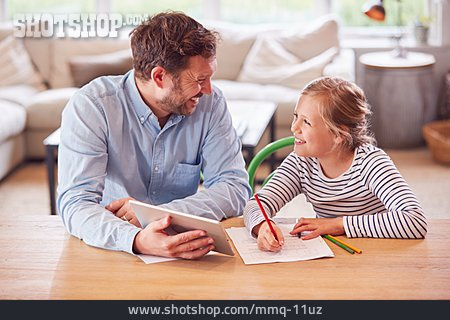 
                Vater, Lernen, Tochter, Hausaufgaben, Unterstützung, Hausunterricht                   
