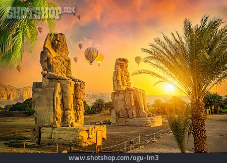 
                Sonnenuntergang, ägypten, Memnonkolosse                   