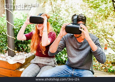 
                Paar, Virtuelle Realität, Simulation, 3d-brille, Videobrille                   