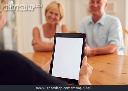
                Bildschirm, Beratung, Seniorenpaar, Tablet-pc                   