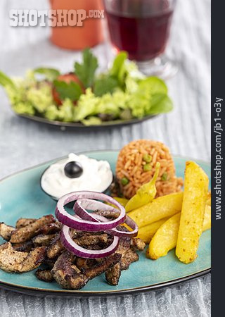 
                Griechische Küche, Mittagessen, Gyros                   