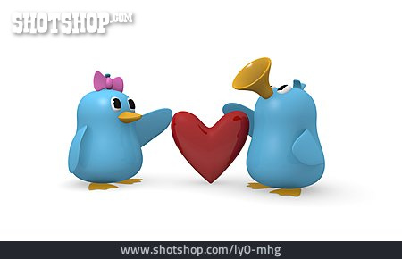 
                Vogel, Verliebt, Cartoon                   