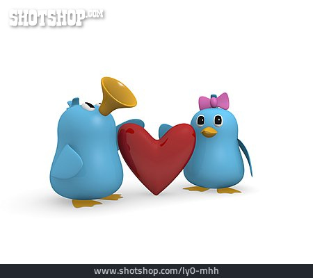
                Vogel, Herz, Verliebt, Cartoon                   