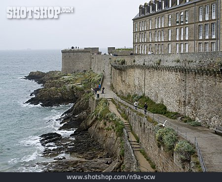 
                Steinmauer, Mittelalterlich, Hafenstadt, Saint Malo                   