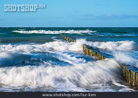 
                Wellen, Stürmisch, Ostseeküste, Buhne                   