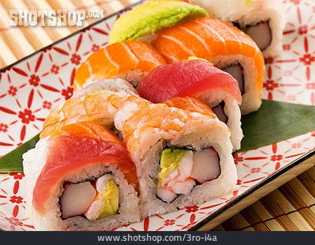 
                Sushi, Inside-out-rolls, Ura-maki, Rainbow Roll                   