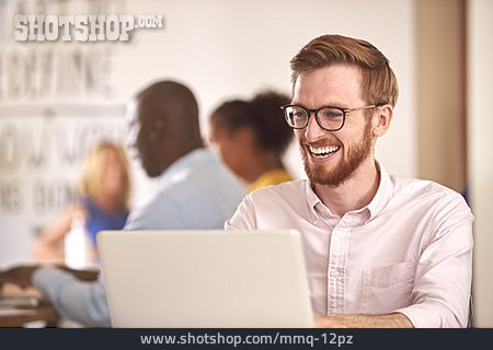 
                Businessman, Laughing, Office, Laptop, Working                   