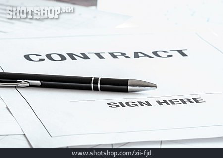 
                Unterschrift, Arbeitsvertrag, Contract                   