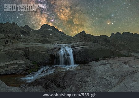 
                Wasserfall, Milchstraße, Felslandschaft, Sierra De Gredos                   