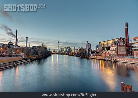 
                Berlin, Flussufer, Kraftwerk, Spree                   