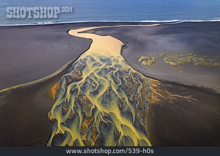 
                Aerial, River, Iceland, Flow, Estuary                   
