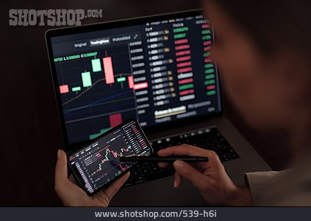 
                Bildschirm, Aktienkurs, Chart, Trader                   