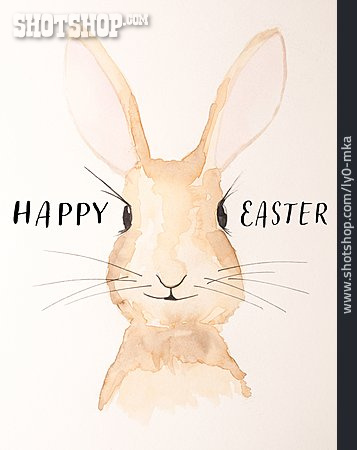 
                Hase, Aquarell, Happy Easter                   
