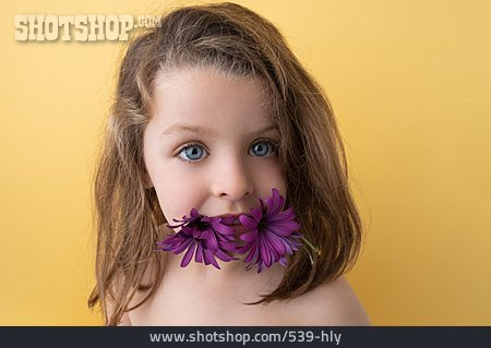
                Mädchen, Blume, Albern, Im Mund                   