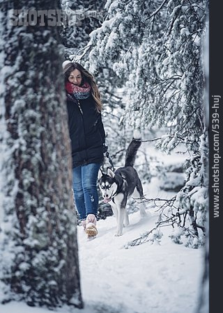 
                Hund, Auslauf, Waldspaziergang, Siberian Husky                   