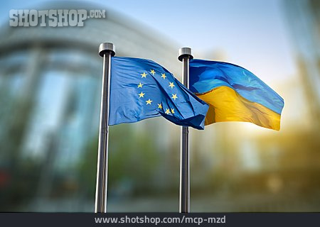 
                Zusammenarbeit, Flagge, Eu, Ukraine                   