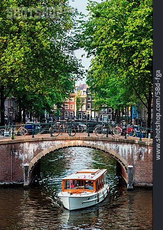 
                Brücke, Kanal, Amsterdam, Kanalboot                   