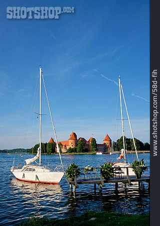 
                See, Segelboot, Burg Trakai                   