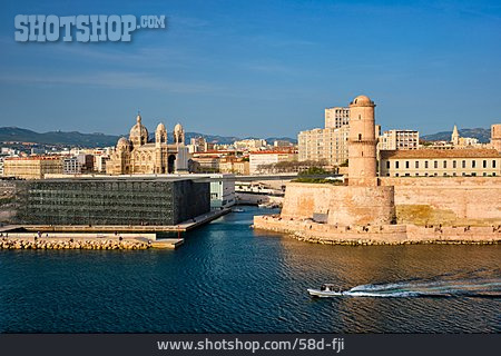
                Alter Hafen, Hafenstadt, Marseille, Fort Saint-jean                   