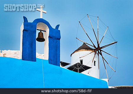 
                Kirche, Griechisch, Windmühle                   
