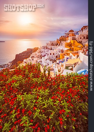 
                Sonnenuntergang, Griechenland, ägäis, Santorin                   