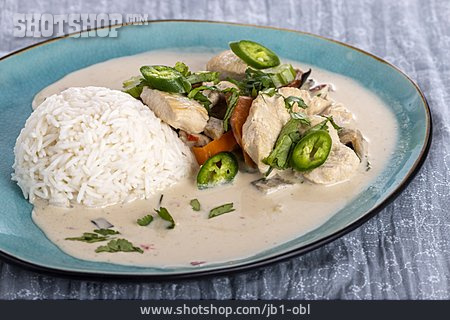 
                Asiatische Küche, Mittagessen, Hühnchencurry                   