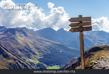 
                Alpen, Gipfel, Wegweiser, Südtirol, Timmelsjoch                   
