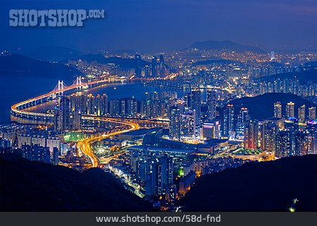 
                Nacht, Skyline, Busan, Haeundae-gu                   